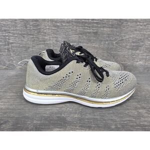 APL Techloom Pro Metallic Gold Silver Knit Shoes Size 8.5 Womens